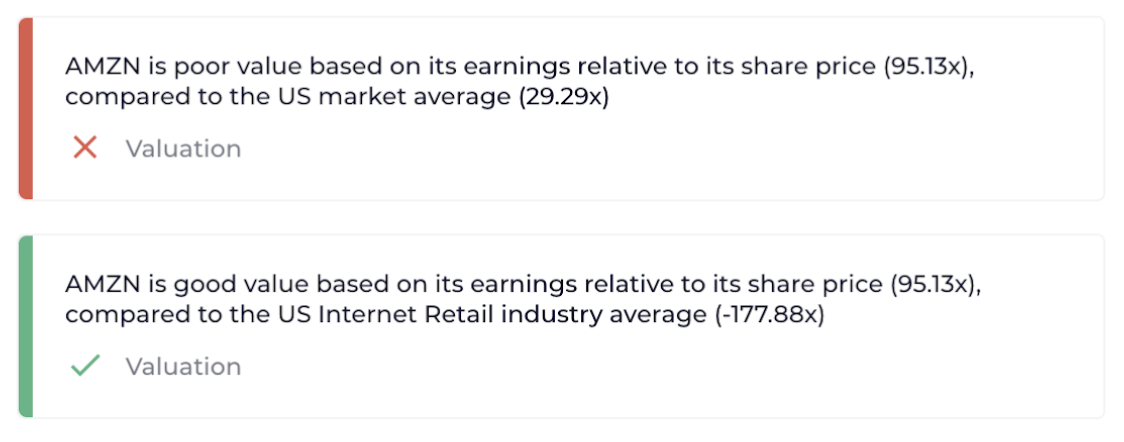 amzn pe ratio due diligence checks