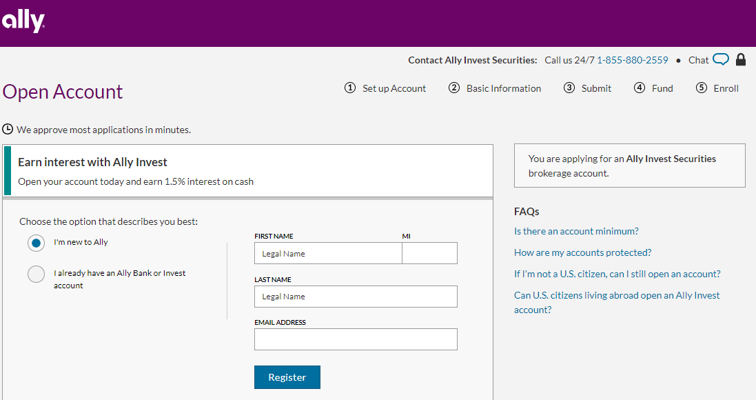 ally invest open account