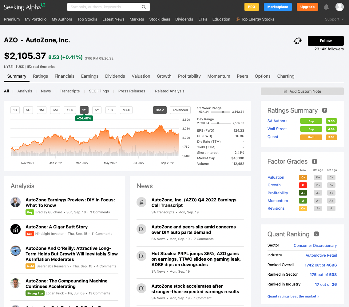 Seeking alpha investment research