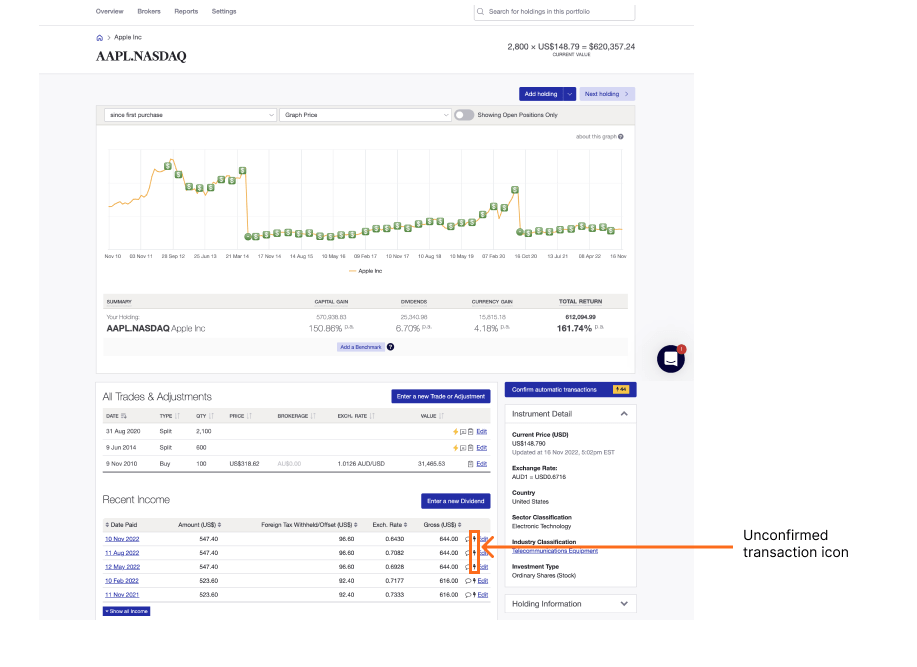 Sharesight dividend tracker