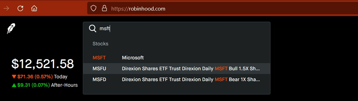 Robinhood msft