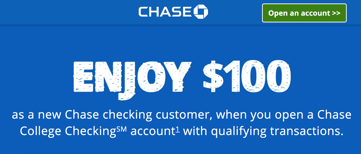 Chase student bank account promo