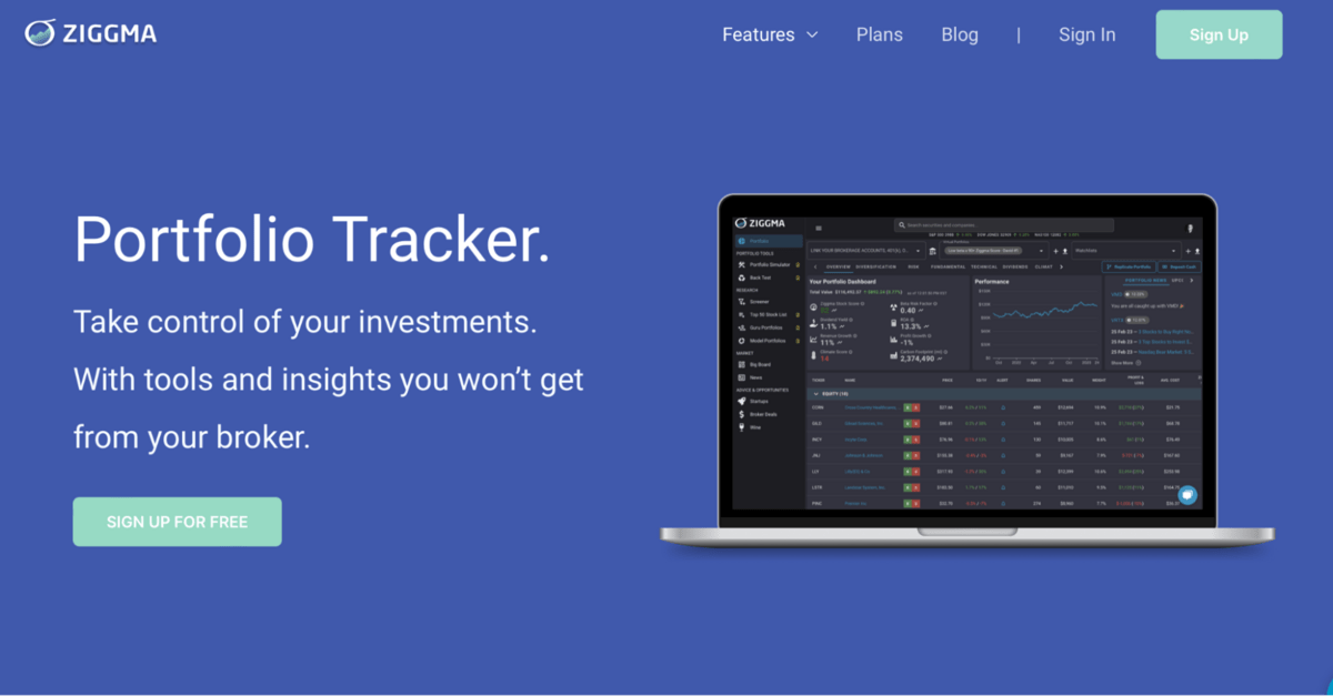 ziggma portfolio tracker