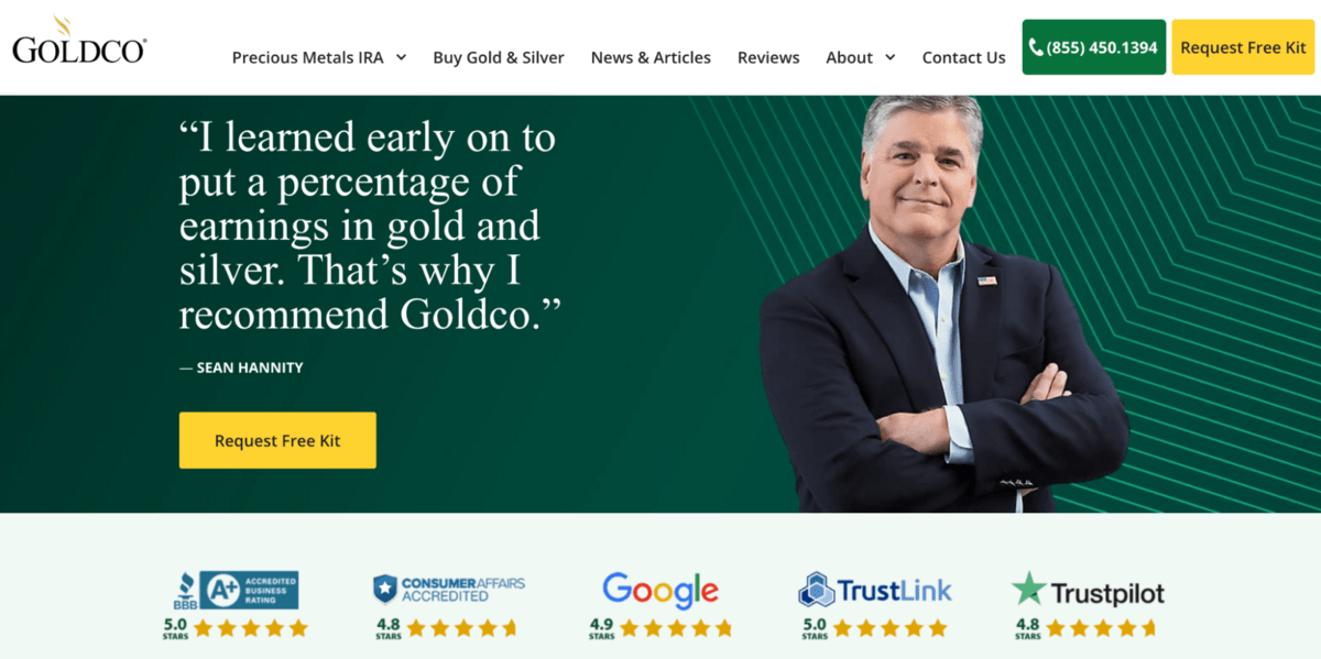 Goldco Precious Metals Homepage