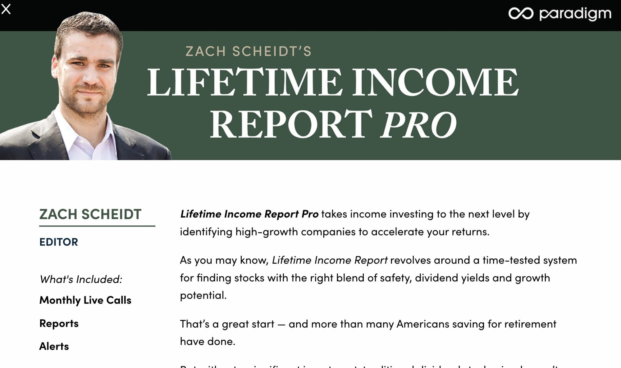Lifetime Income Report PRO