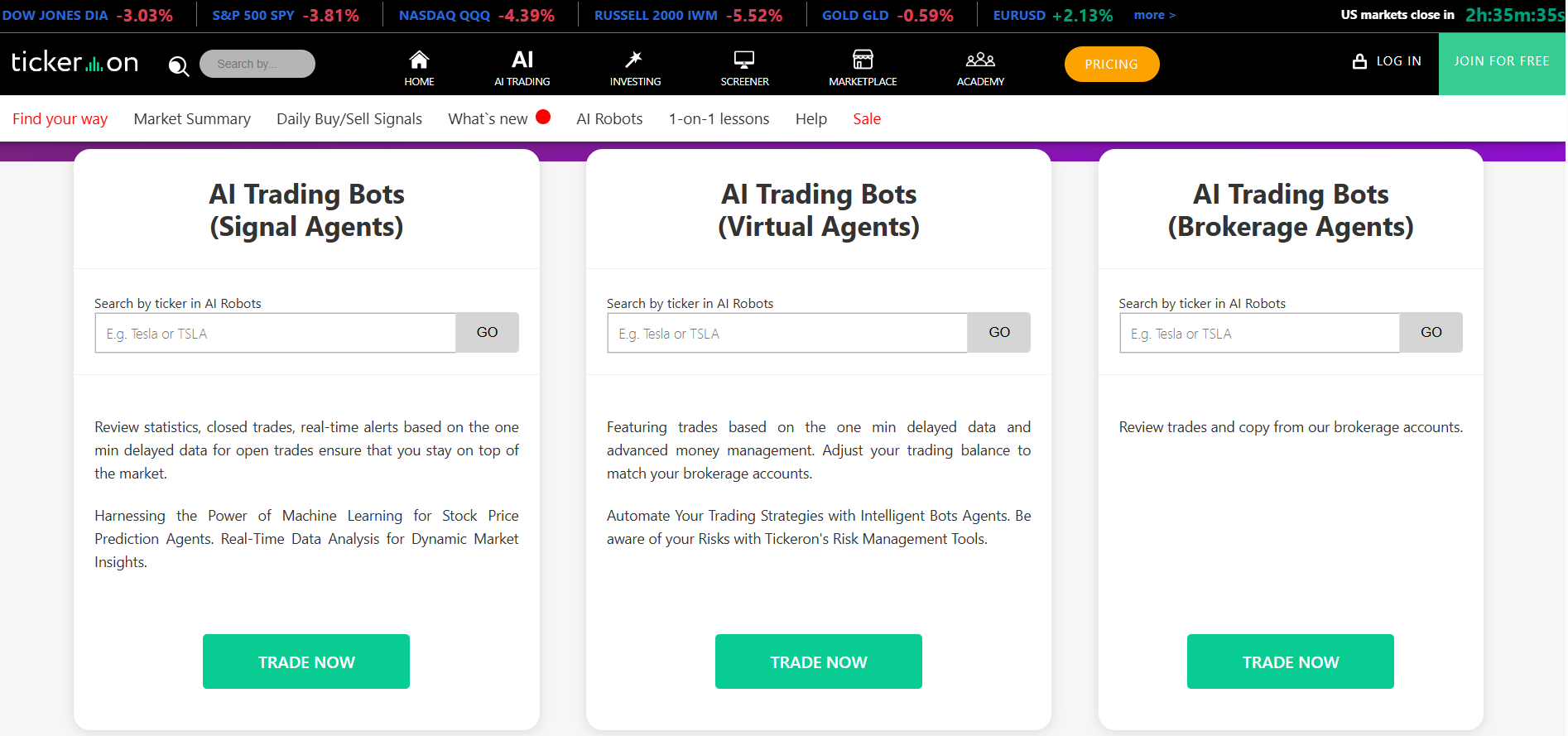Tickeron - Best for Trading Bots