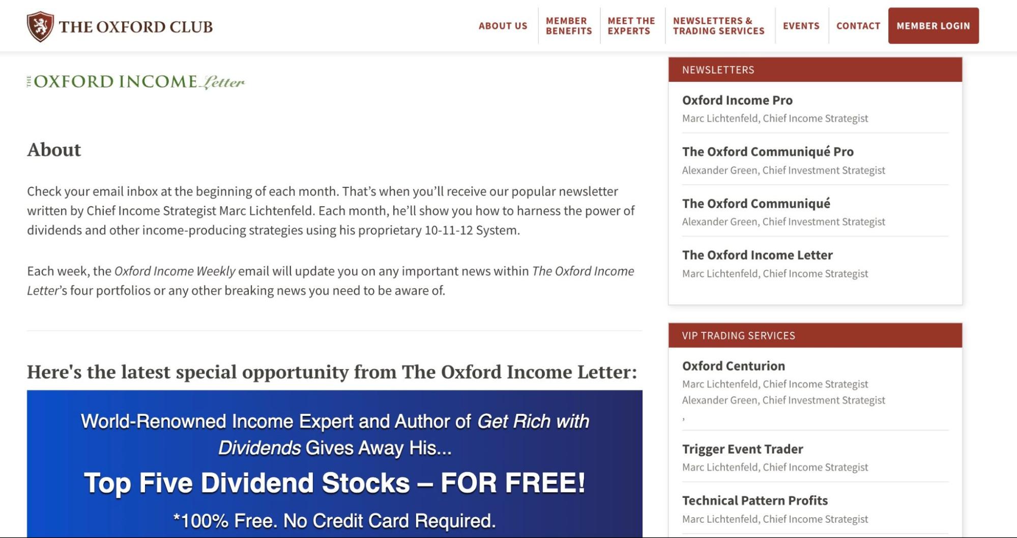 Oxford Income Letter