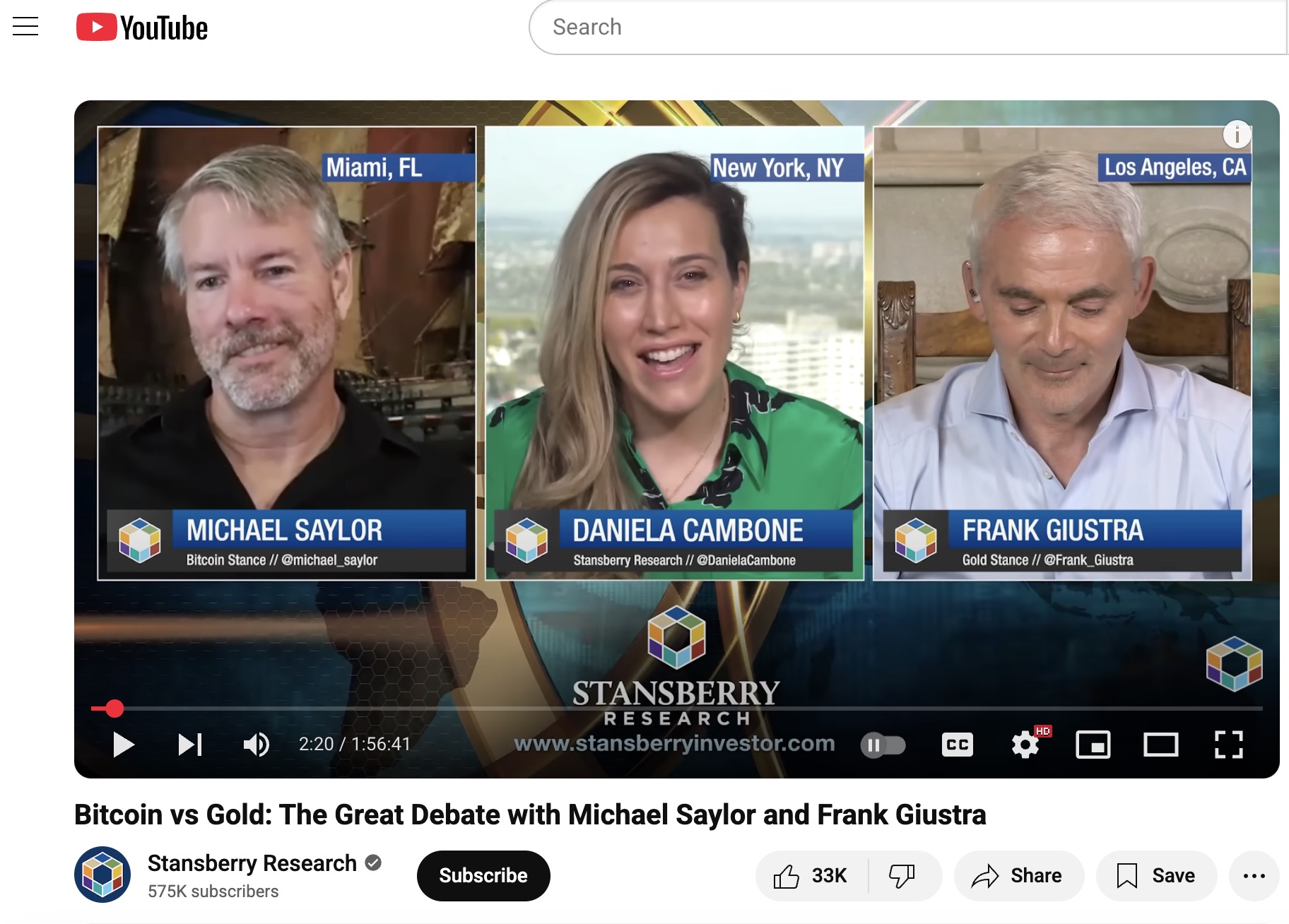 Bictoin Vs Gold YouTube Video