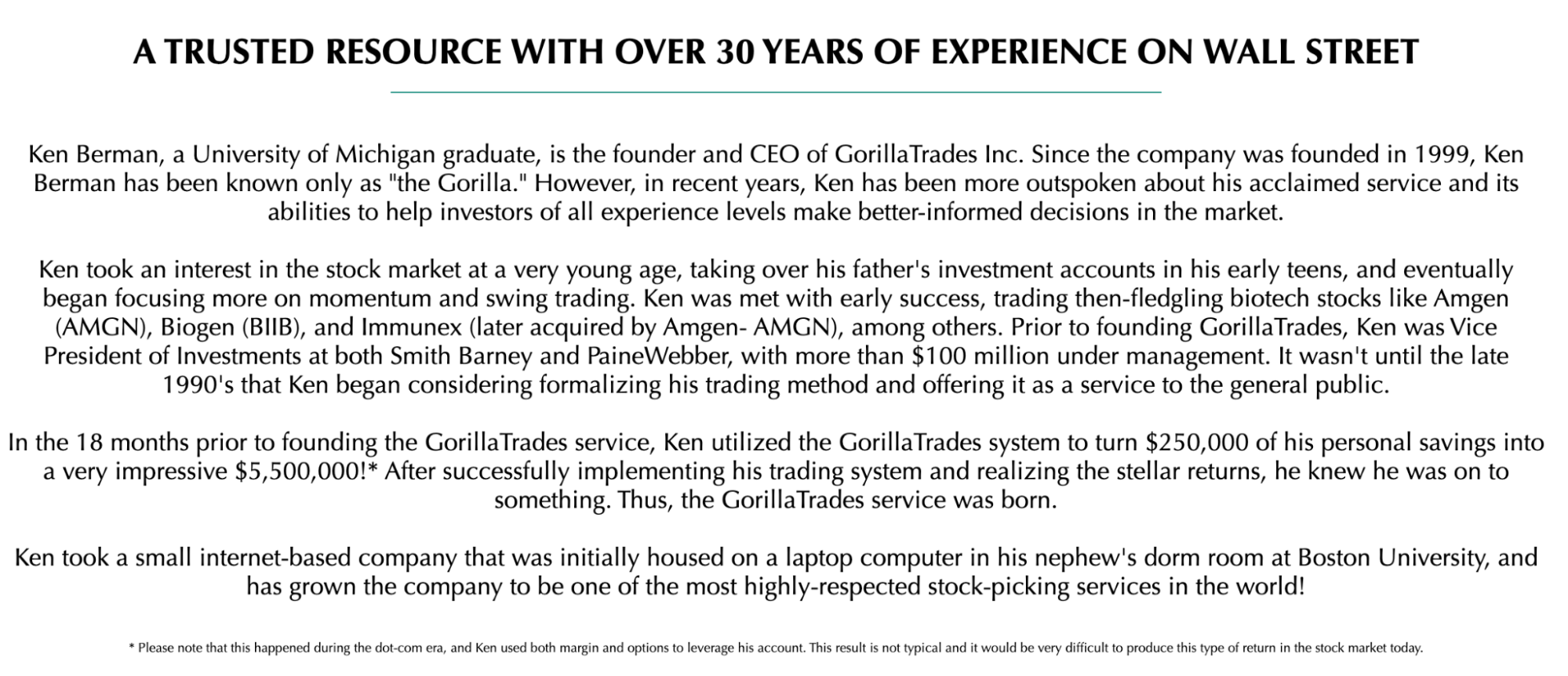 A Trust6ed Resource With Over 30 Years Of Experience On Wall Street