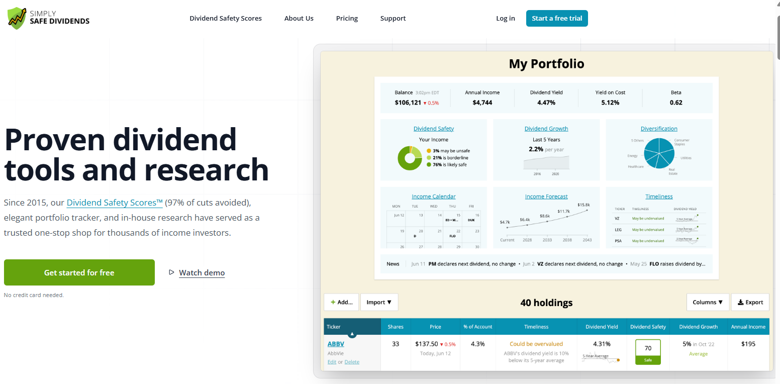 Simply Safe Dividends – Best for Dividend Safety Scores